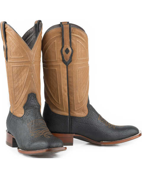 Stetson Men's Beaumont Teju Lizard Western Boots - Broad Square Toe , Brown, hi-res