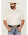 Image #1 - RANK 45® Men's Mustang Geo Print Short Sleeve Button-Down Western Shirt , Cream, hi-res