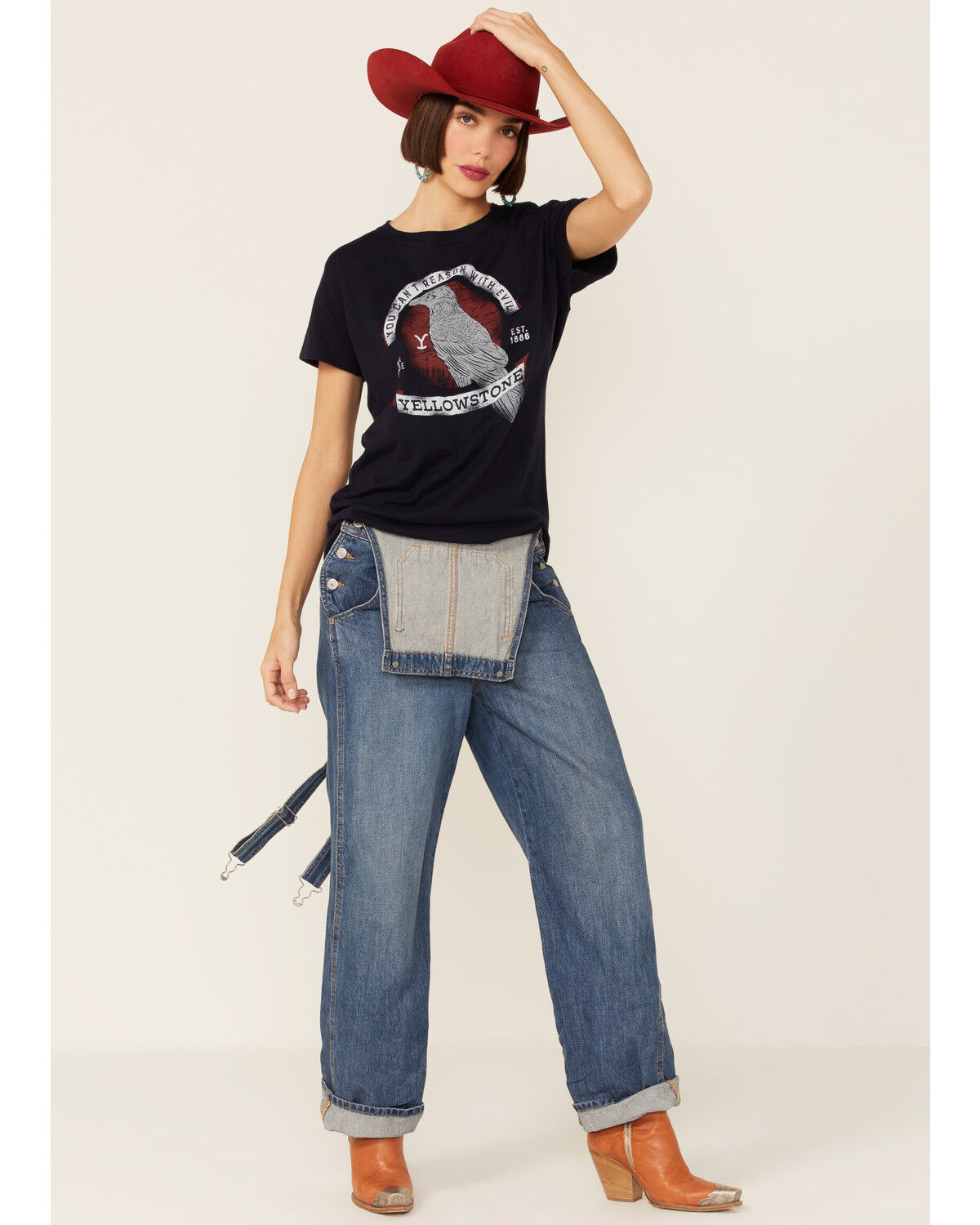 Image #4 - Paramount Network's Yellowstone Women's Navy Can't Reason with Evil Graphic Tee, Navy, hi-res