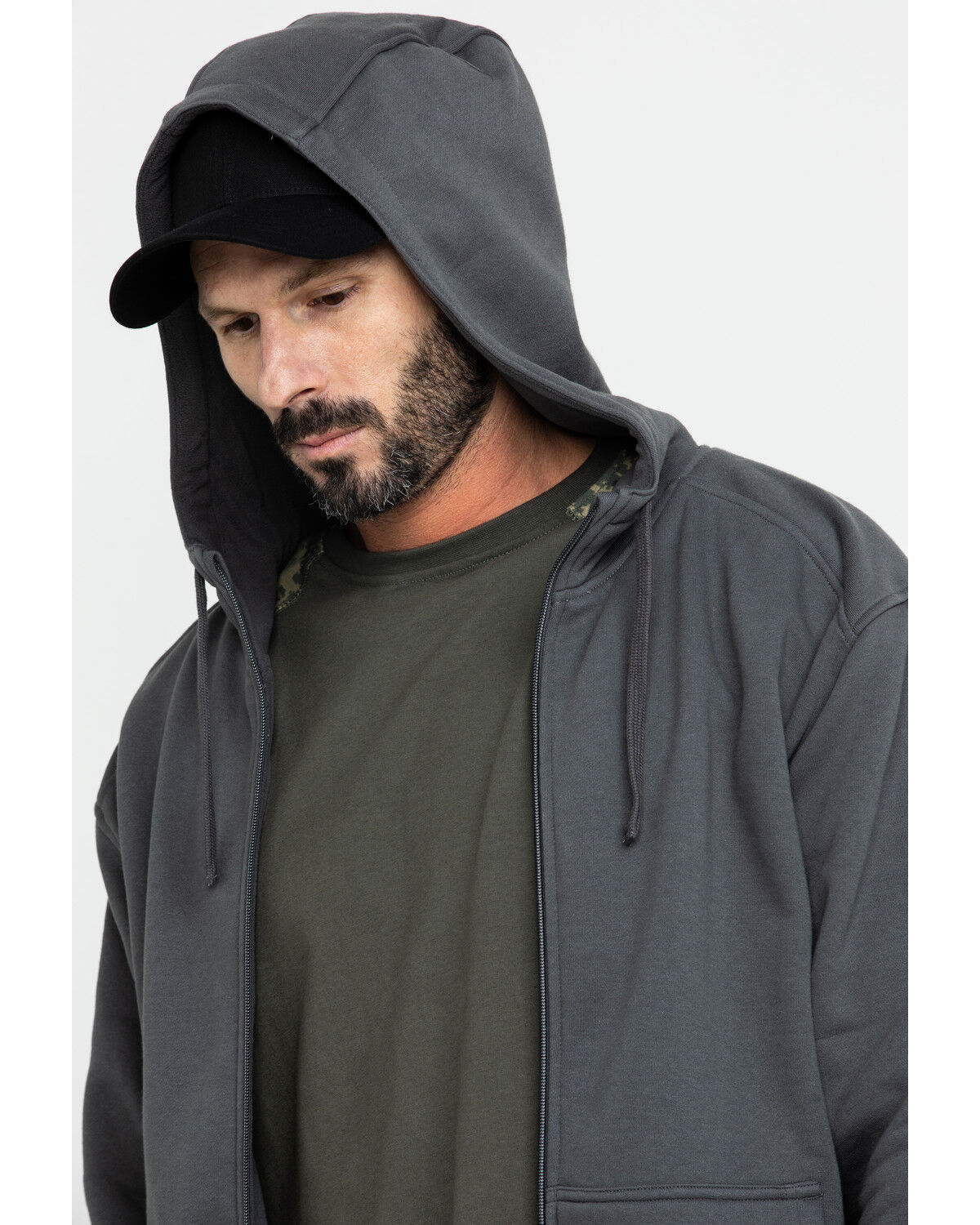 Image #5 - Ariat Men's Rebar All-Weather Full Zip Work Hooded Sweatshirt, Grey, hi-res