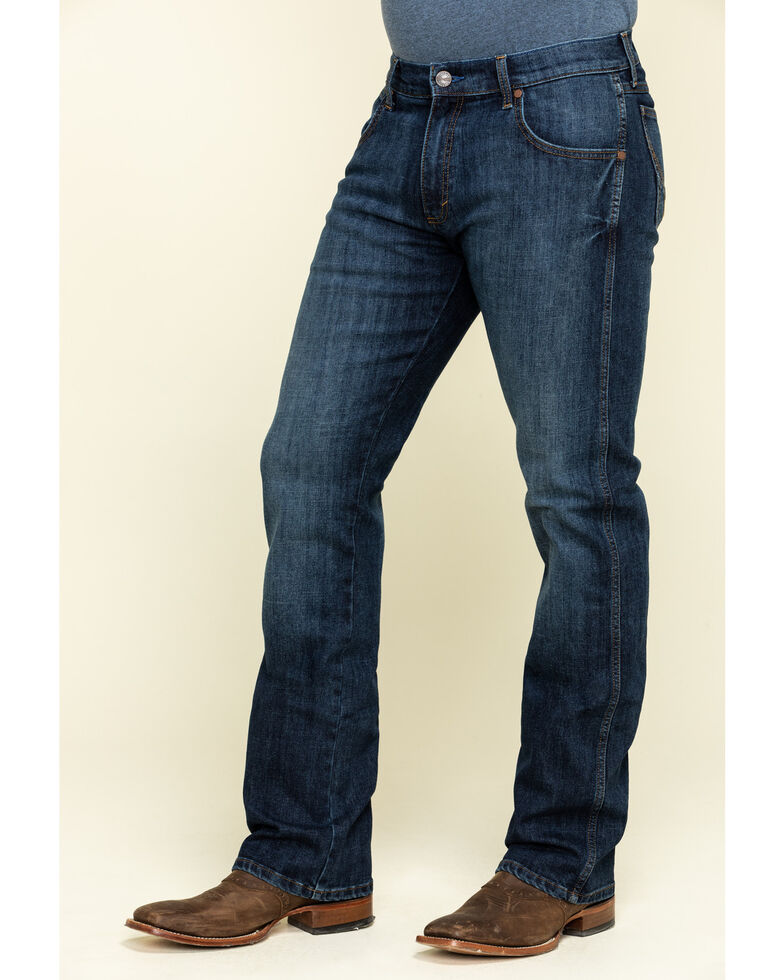 Wrangler Retro Men's Bronc Dark Stretch Slim Bootcut Jeans , Blue, hi-res