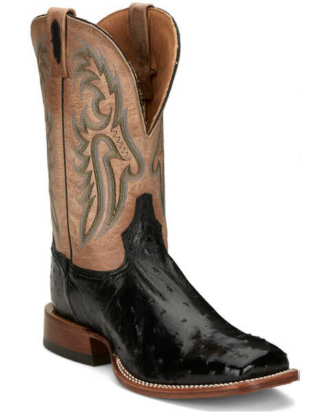 Image #1 - Tony Lama Men's Castillo Full Quill Ostrich Exotic Western Boots - Broad Square Toe, Black, hi-res