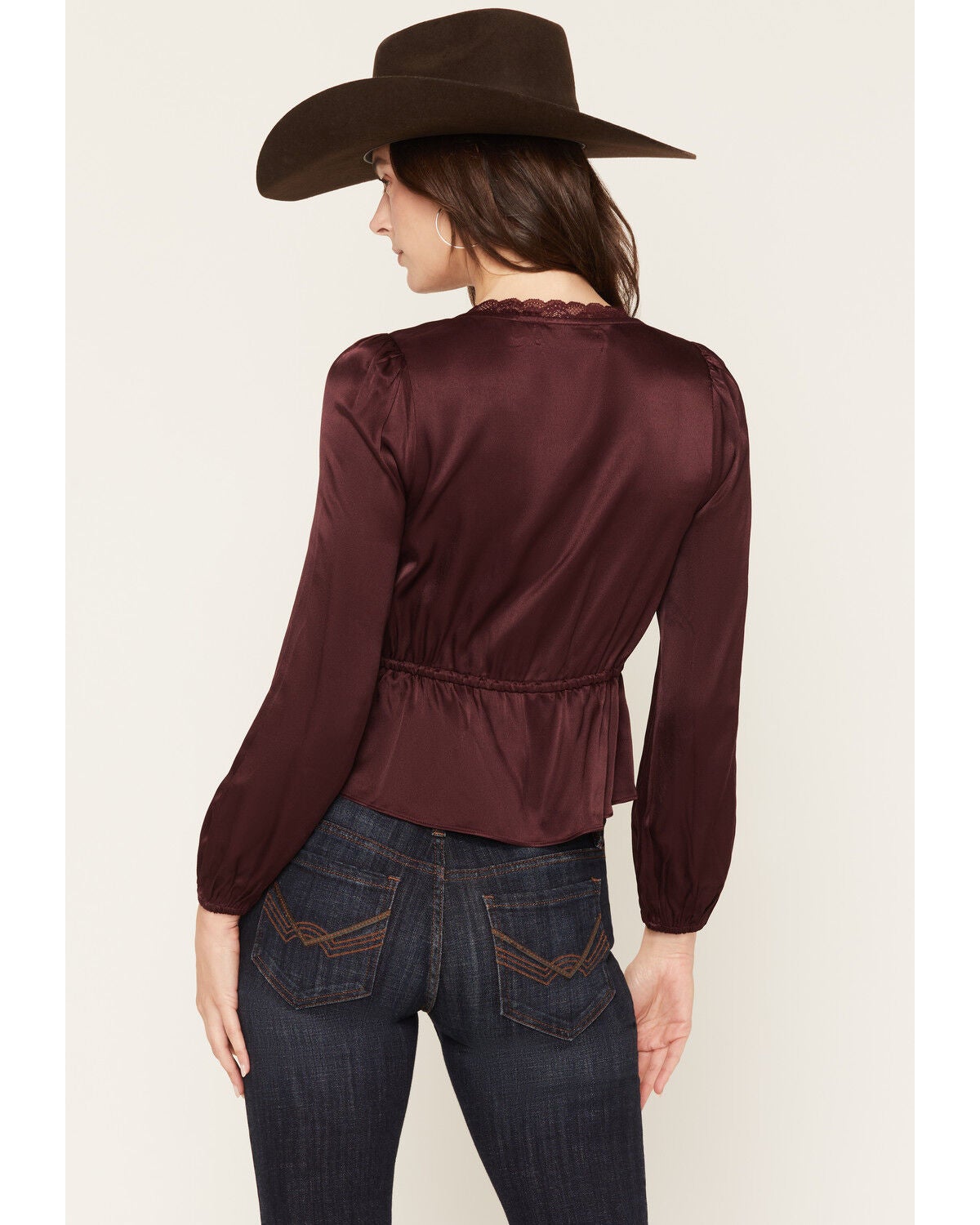 Image #4 - Idyllwind Women's Berwick Tie-Front Blouse, Wine, hi-res
