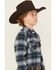 Image #3 - Ely Walker Boy's Plaid Print Long Sleeve Snap Flannel Shirt, Blue, hi-res