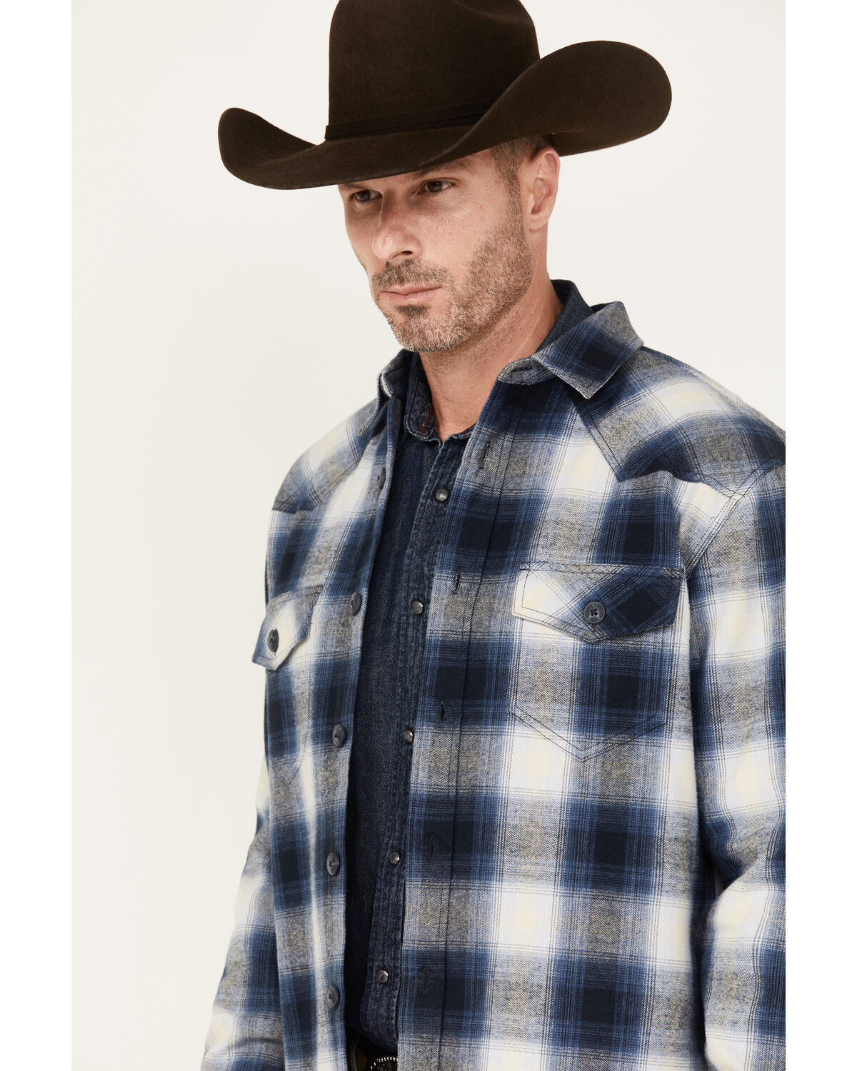 Image #2 - Cody James Men's Plaid Print Button-Down Jacket, Navy, hi-res