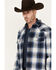 Image #2 - Cody James Men's Plaid Print Button-Down Jacket, Navy, hi-res