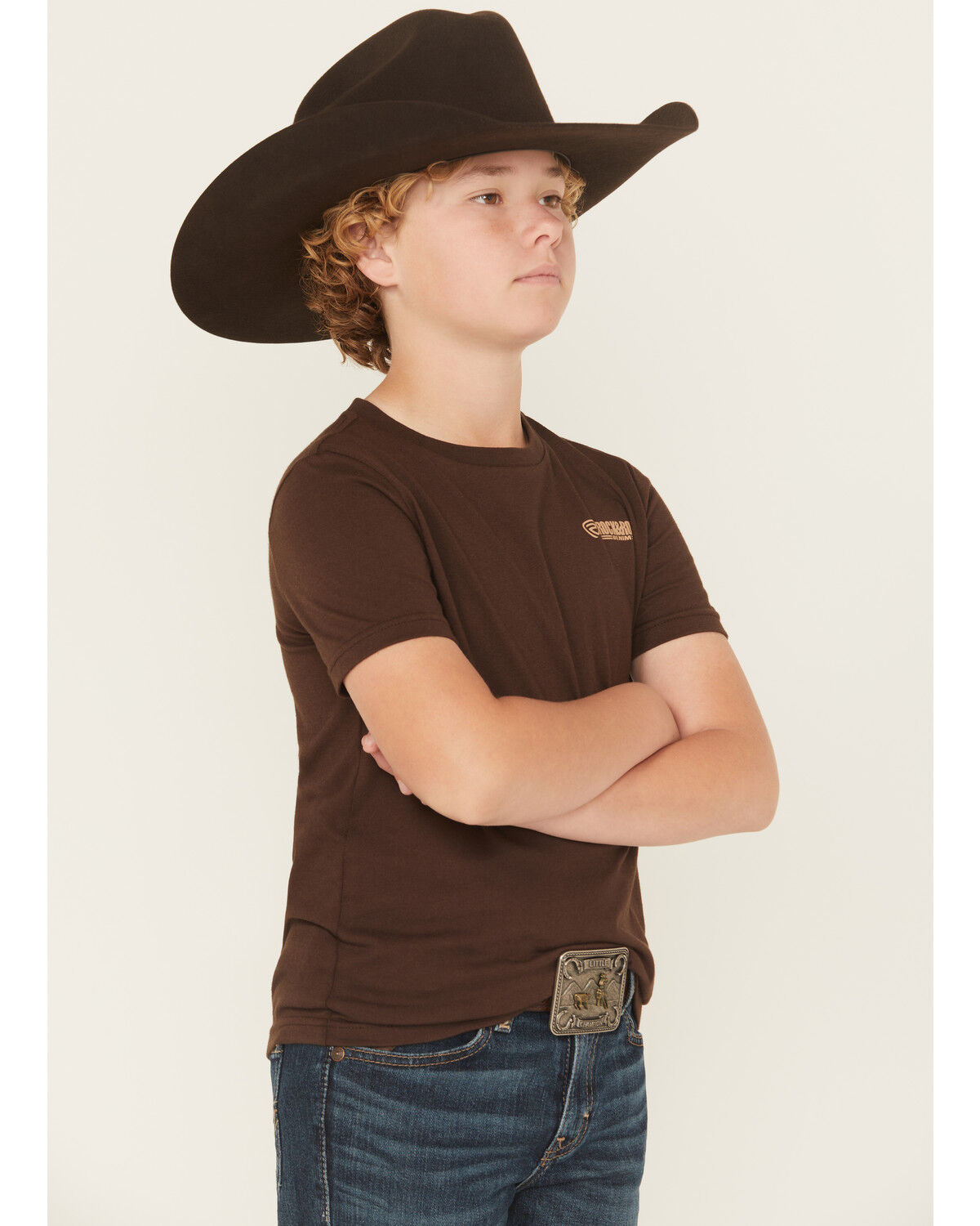 Image #3 - Rock & Roll Denim Boys' Bronco Rider Short Sleeve Graphic T-Shirt, Dark Brown, hi-res