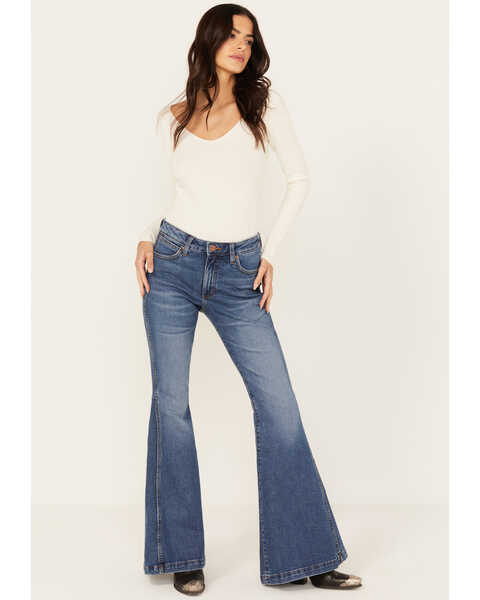 Wrangler Retro Women's Medium Wash High Rise Flare Jeans , Medium Wash, hi-res