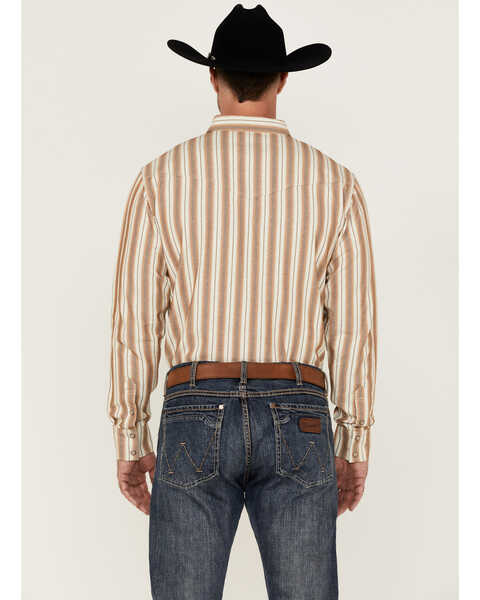 Image #5 - Blue Ranchwear Men's Yarn-Dye Stripe Long Sleeve Snap Western Shirt, Wheat, hi-res