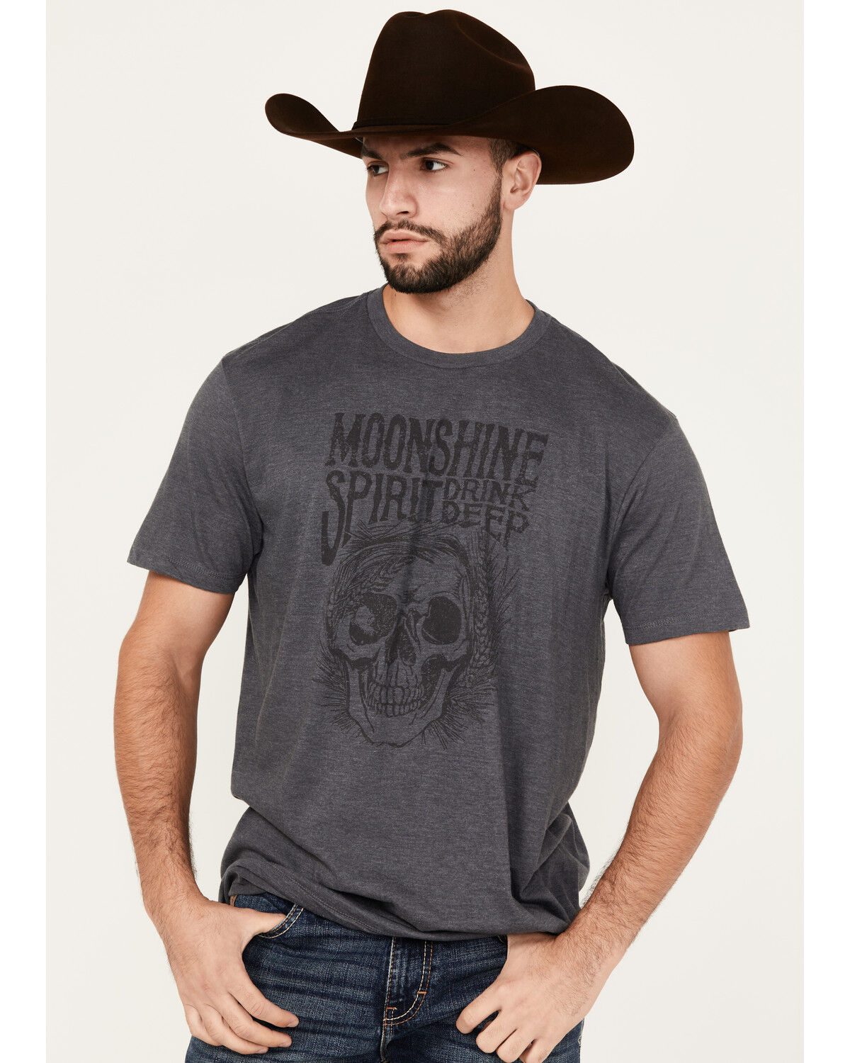 Image #1 - Moonshine Spirit Men's Drink Deep Short Sleeve Graphic T-Shirt, Charcoal, hi-res