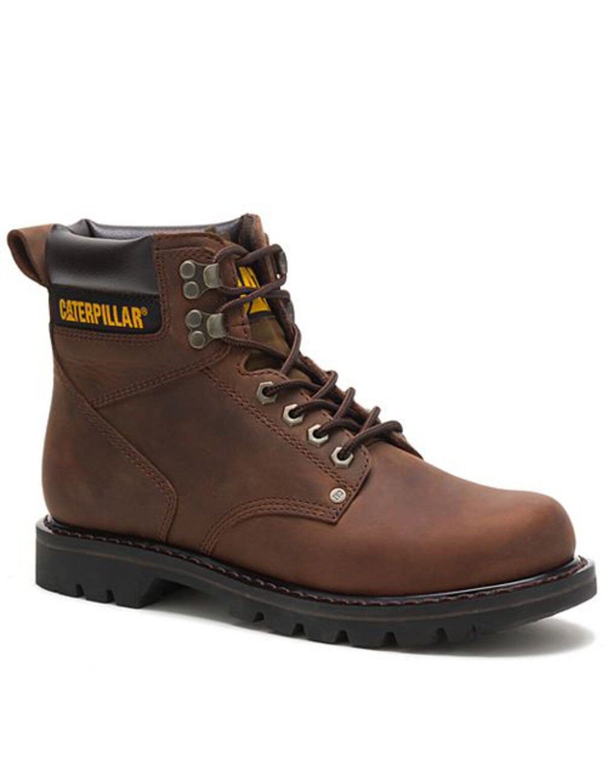 CAT Men's 6" Second Shift Lace-Up Work Boots - Soft Toe, Dark Brown, hi-res