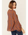 Image #3 - Saints & Hearts Rust Snake Print Tie Front Blouse, Rust Copper, hi-res