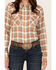 Image #3 - Wrangler Women's Plaid Print Long Sleeve Pearl Snap Western Shirt, White, hi-res