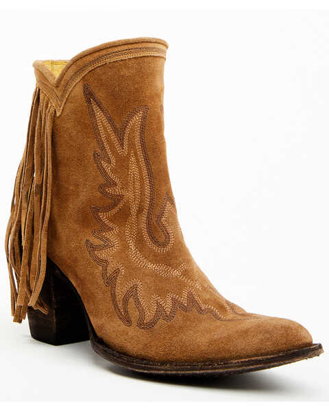 Yippee Ki Yay by Old Gringo Women's New Sheriff In Town Fringe Leather Fashion Booties - Pointed Toe, Mustard, hi-res