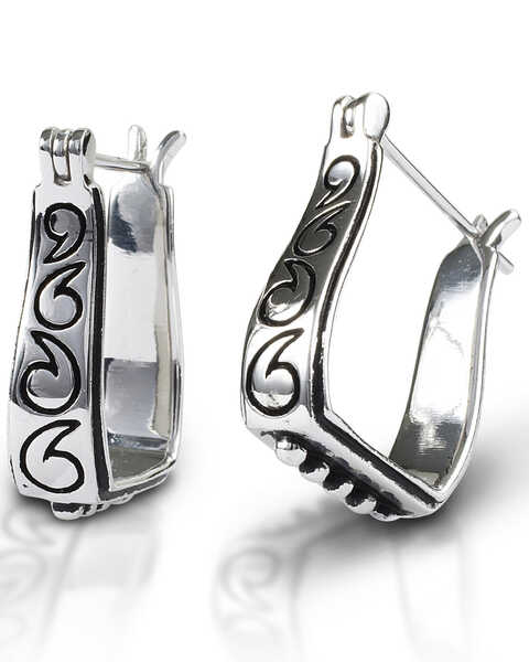 Image #1 -  Kelly Herd Women's Engraved Stirrup Earrings , Silver, hi-res