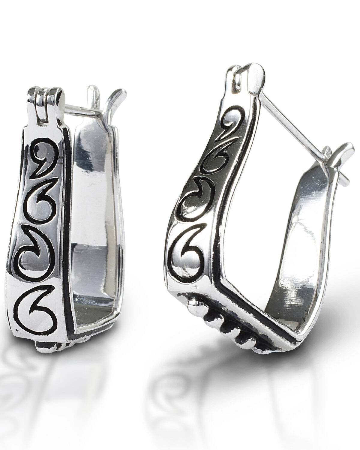 Image #1 - Kelly Herd Women's Engraved Stirrup Earrings, Silver, hi-res
