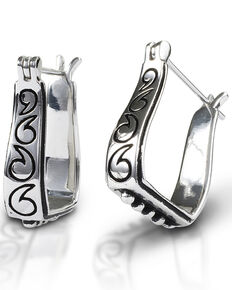  Kelly Herd Women's Engraved Stirrup Earrings , Silver, hi-res