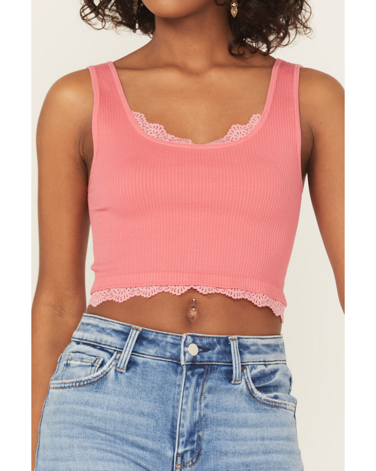 Image #3 - Fornia Women's Lace Trim Bralette, Pink, hi-res