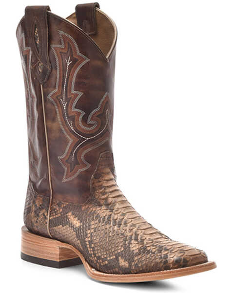 Corral Men's Exotic Python Western Boots - Broad Square Toe , Taupe, hi-res