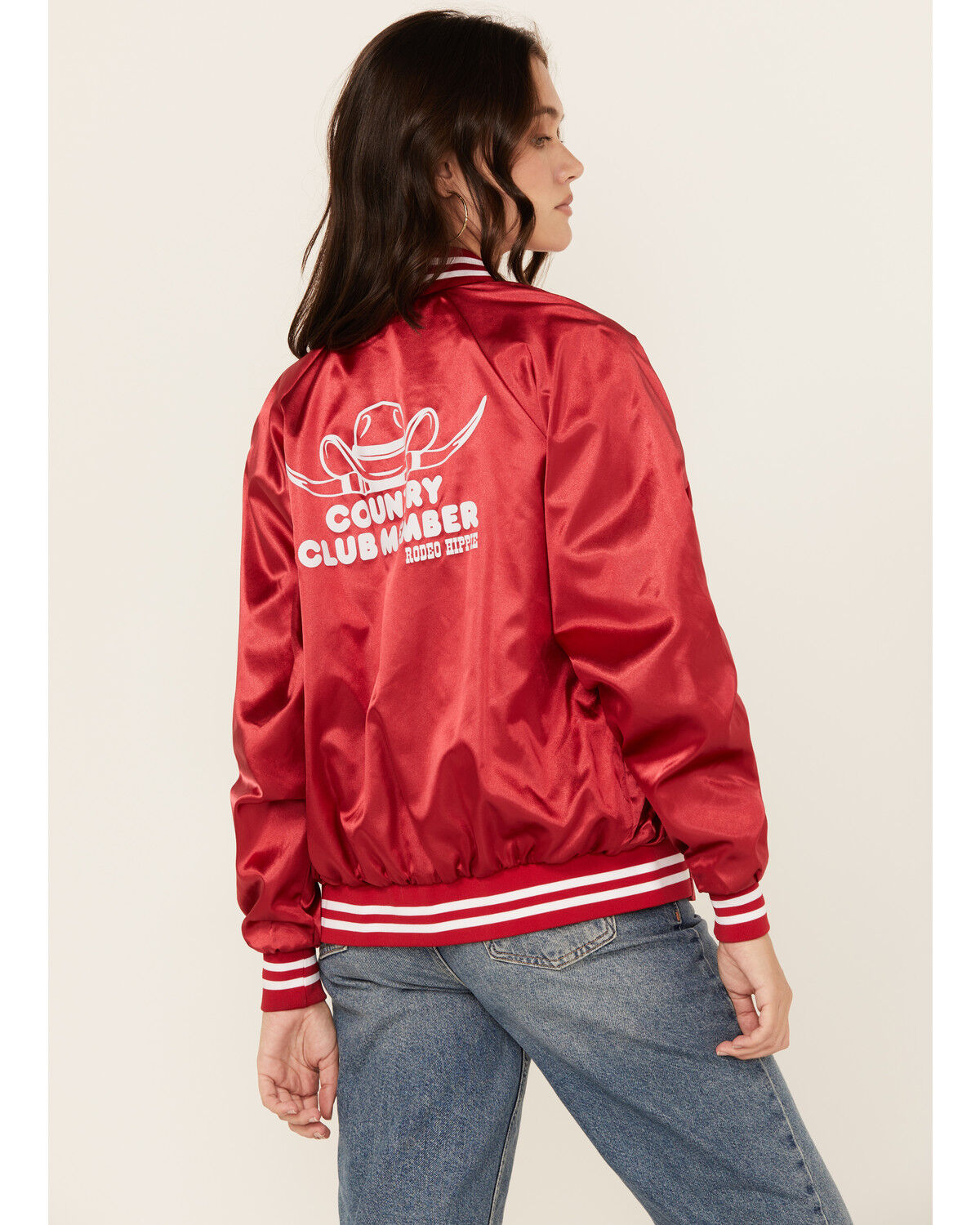 Image #4 - Rodeo Hippie Women's Country Club Bomber Jacket, Red, hi-res