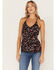 Image #1 - Idyllwind Women's Floral Print Keyhole Racer Tank Top, Black, hi-res