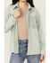 Image #3 - Rock & Roll Denim Women's Faux Suede Front Fringe Shacket, Mint, hi-res