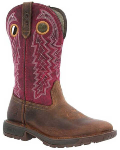 Image #1 - Rocky Women's Legacy 32 Western Boots - Square Toe , Brown/pink, hi-res