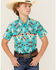Image #1 - Rock & Roll Denim Boys' Tek Southwestern Print Short Sleeve Snap Western Shirt, Blue, hi-res