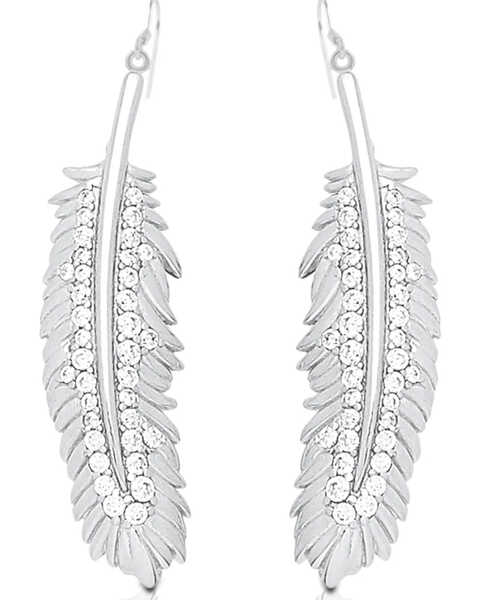 Image #1 - Kelly Herd Women's Silver Feather Dangle Earrings, No Color, hi-res