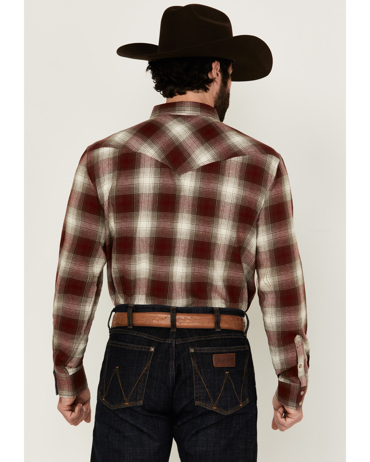 Image #4 - Moonshine Spirit Men's Vino Plaid Print Long Sleeve Snap Western Shirt, Cream, hi-res