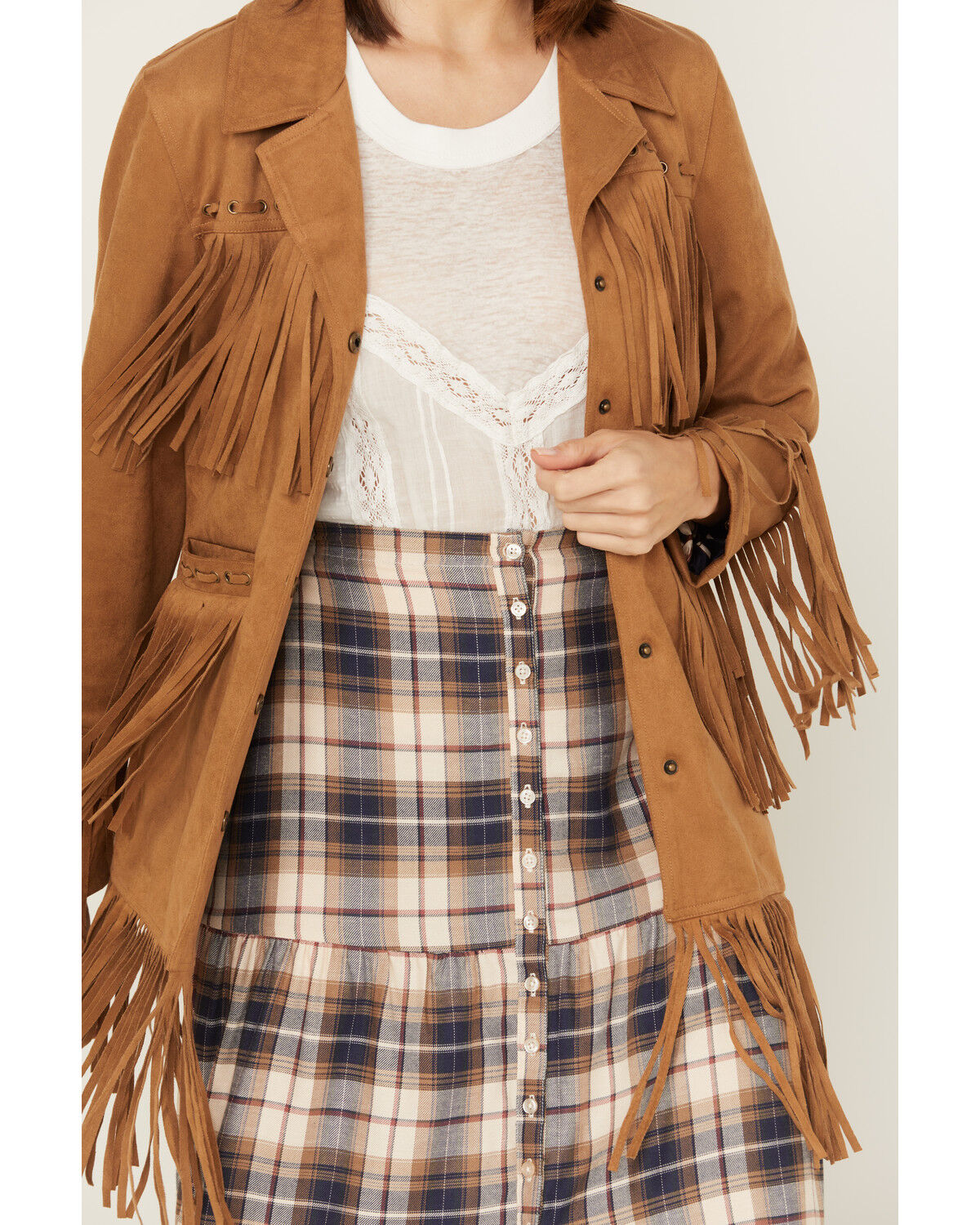 Image #3 - Powder River Outfitters Women's Suede Fringe Snap Jacket, , hi-res