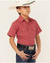 Image #2 - Ely Walker Boys' Bandana Print Short Sleeve Snap Western Shirt, Red, hi-res