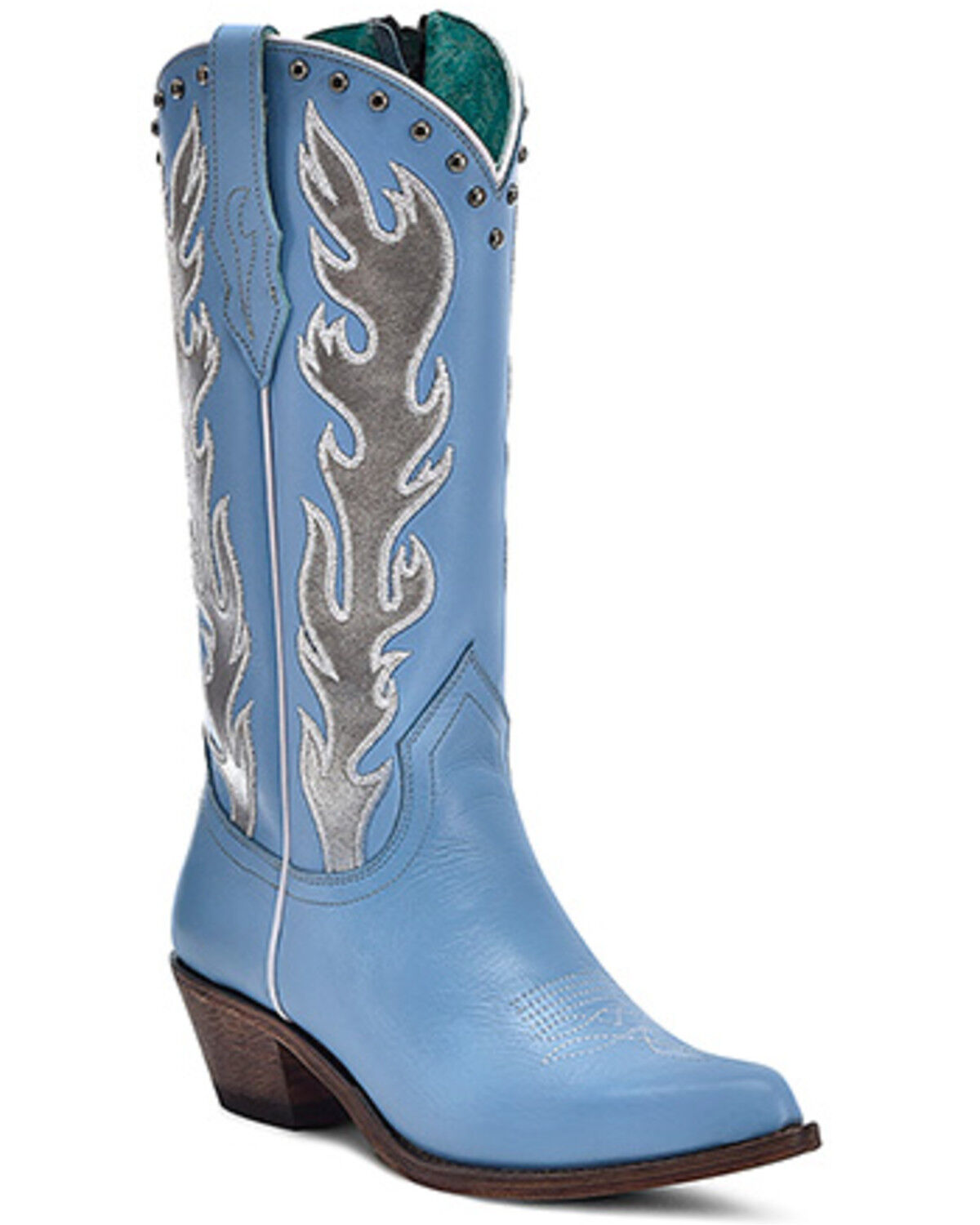 Image #1 - Corral Women's Embroidered Tall Western Boots - Snip Toe, Blue, hi-res