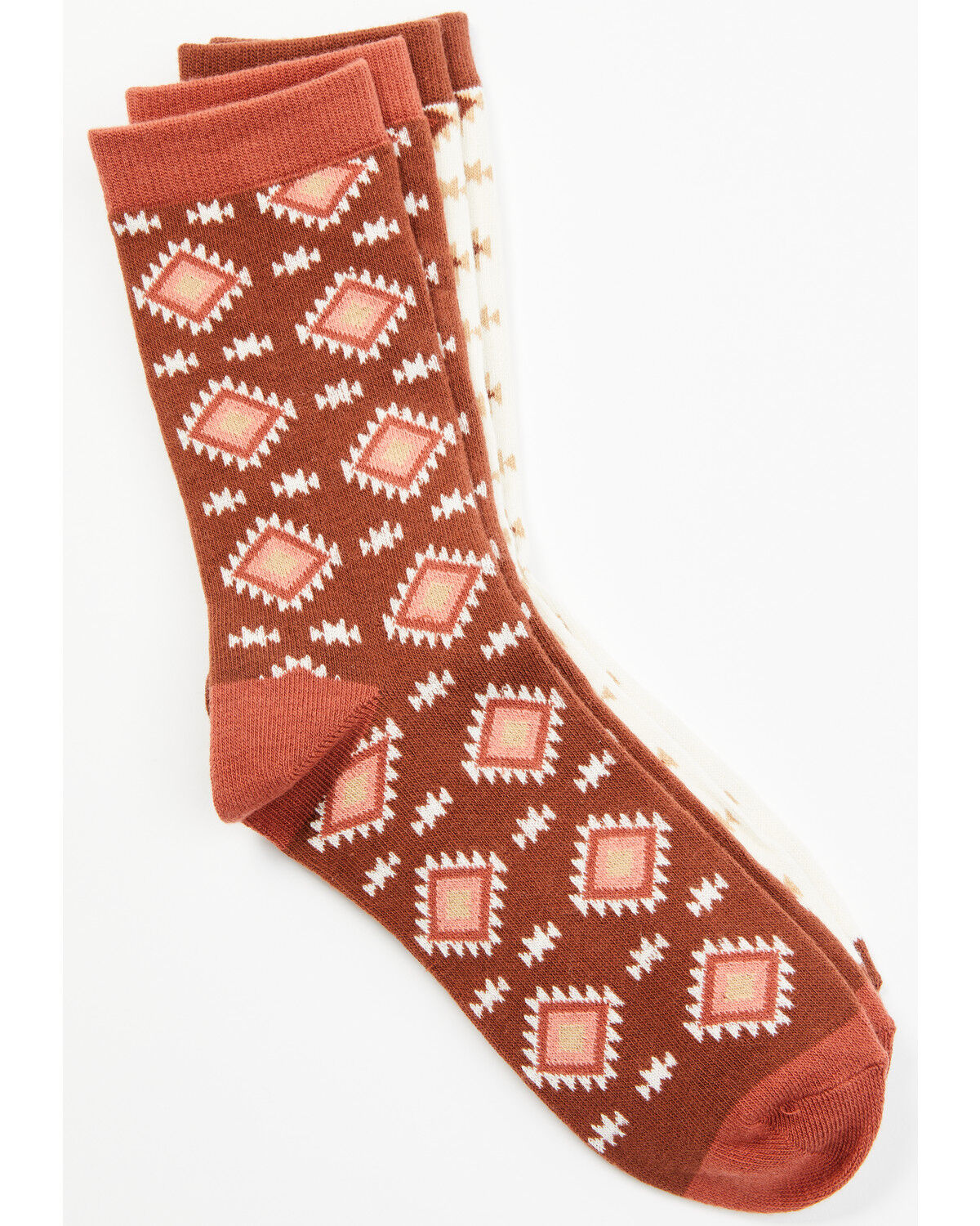 Image #2 - Shyanne Women's Cora Patterned Socks - 2 Pack, Brandy Brown, hi-res