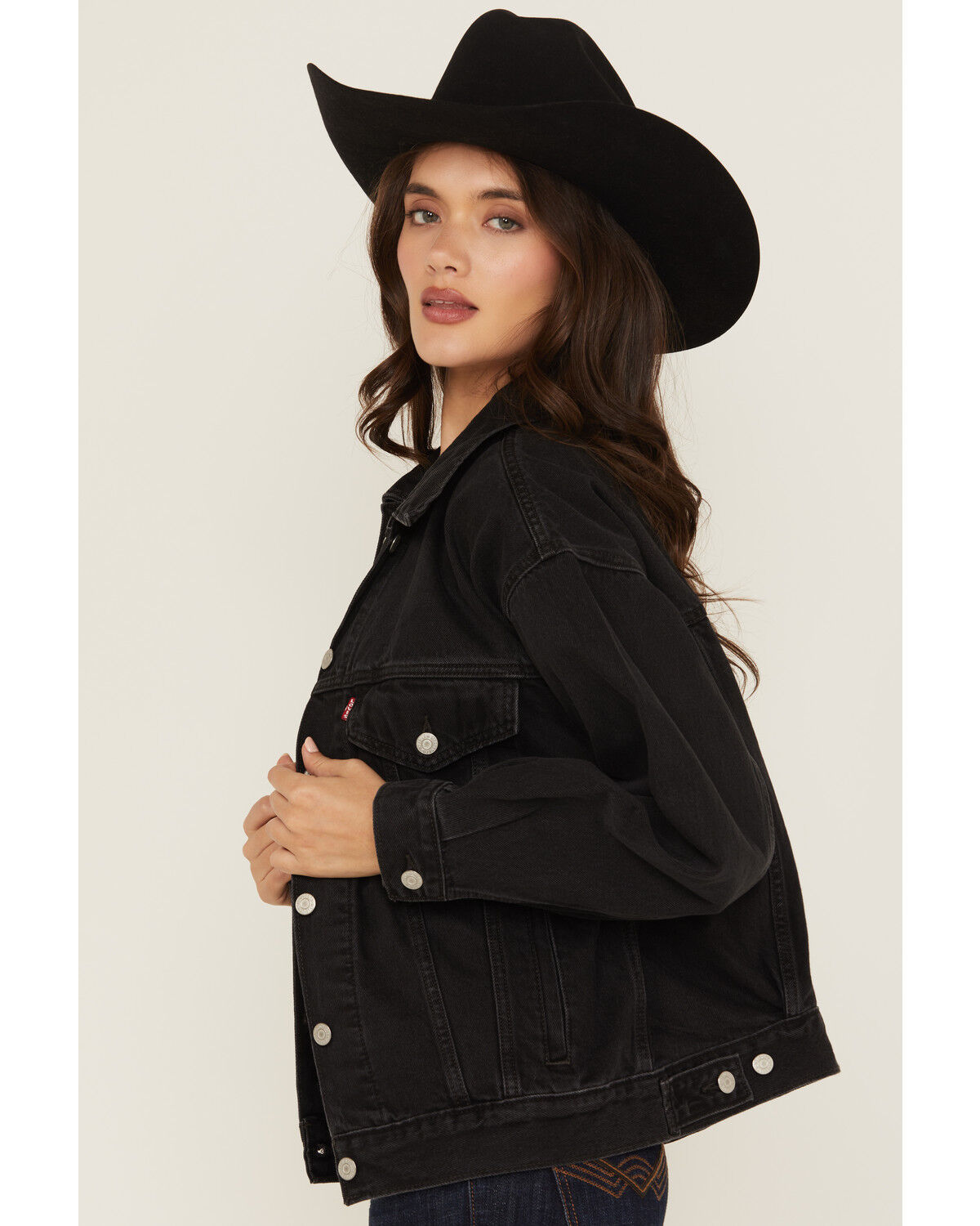 Image #2 - Levi's Women's Road Less Traveled 90's Trucker Jacket, Black, hi-res
