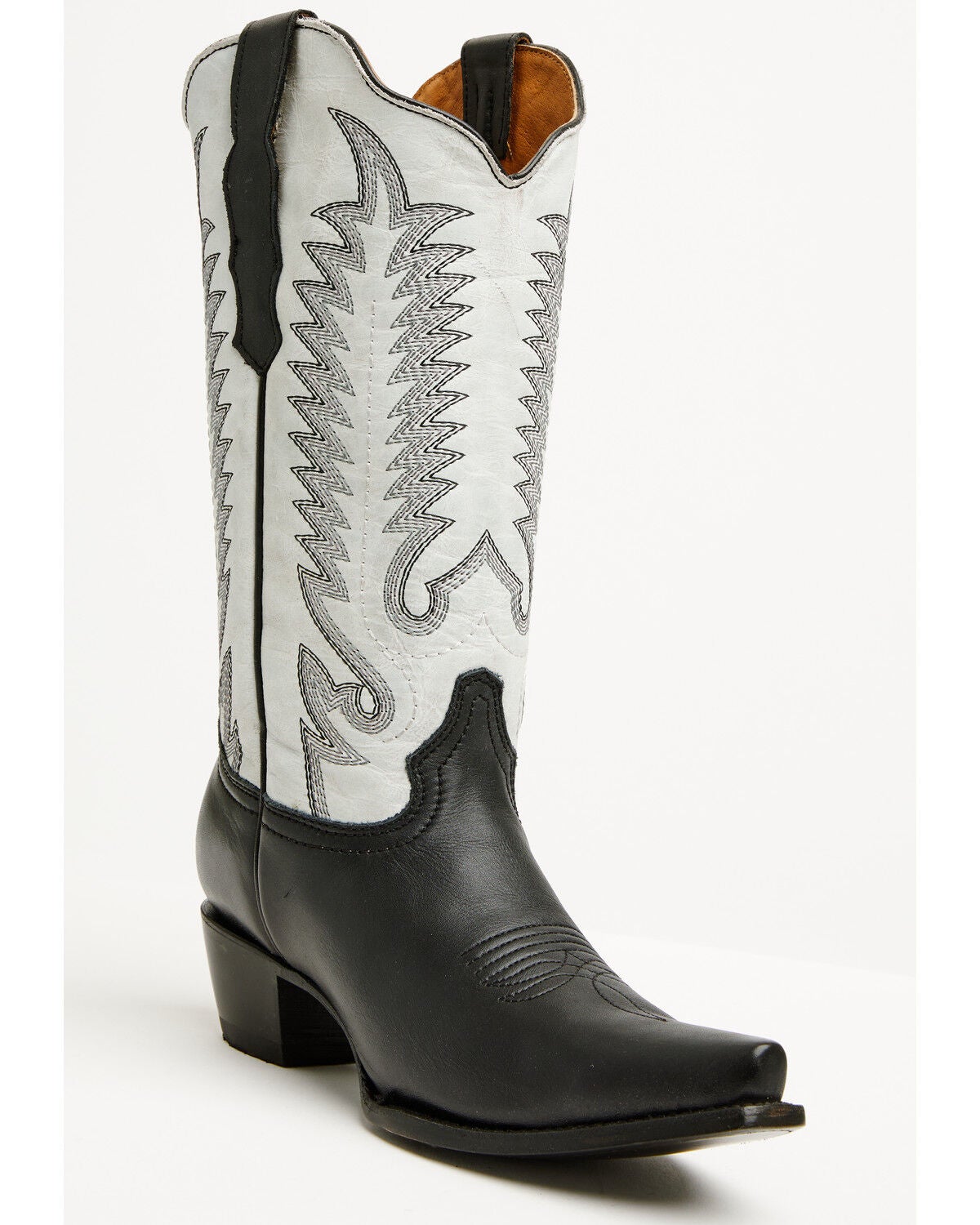 Circle G Women's Embroidered Triad Western Boots - Snip Toe, Black/white, hi-res
