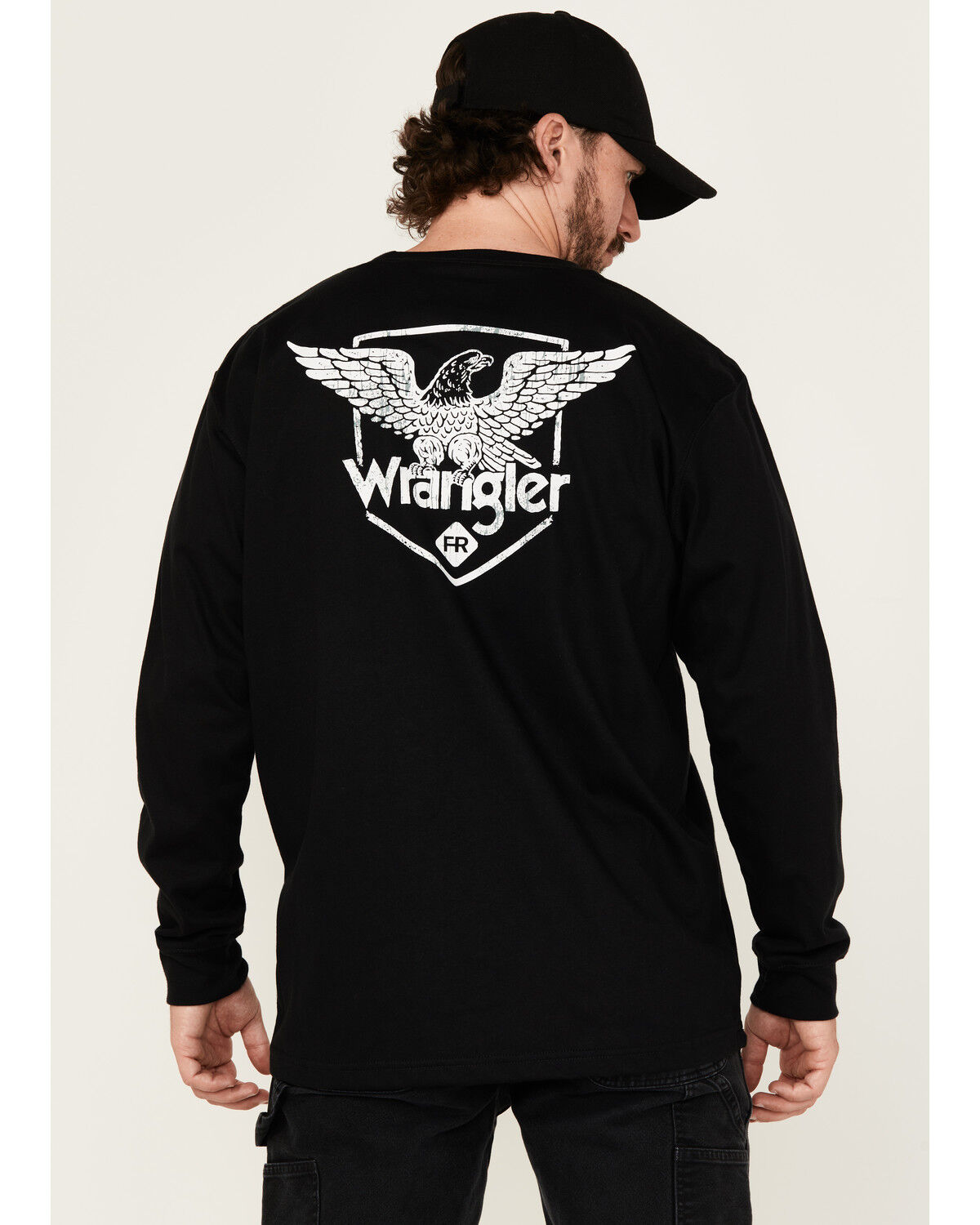 Image #1 - Wrangler Men's FR Eagle Long Sleeve Graphic Work Shirt, Black, hi-res