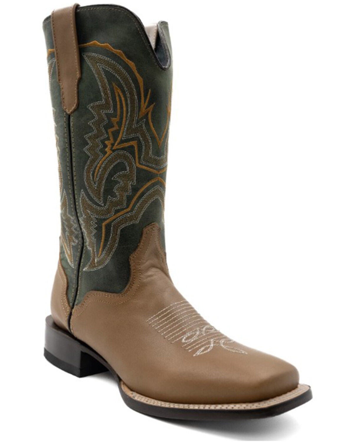 Ferrini Men's Clint Western Boots - Broad Square Toe, Honey, hi-res