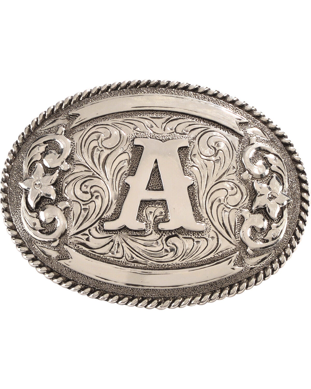 Image #1 - Cody James Oval Letter A Initial Belt Buckle, Silver, hi-res
