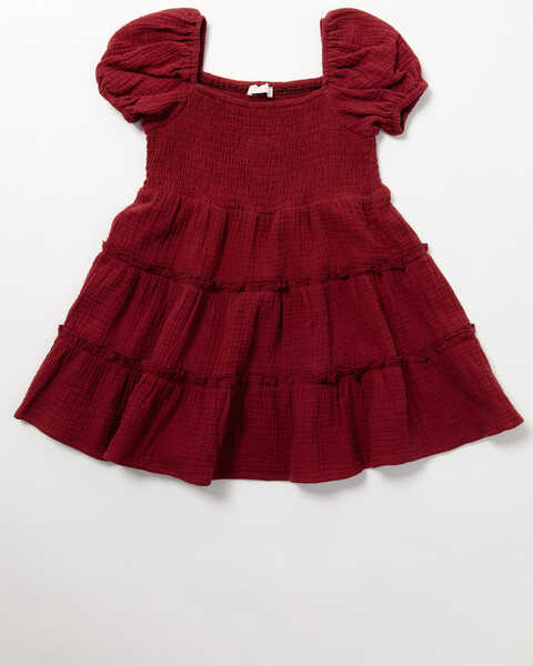 Yura Toddler Girls' Puff Sleeve Ruffle Dress, Red, hi-res