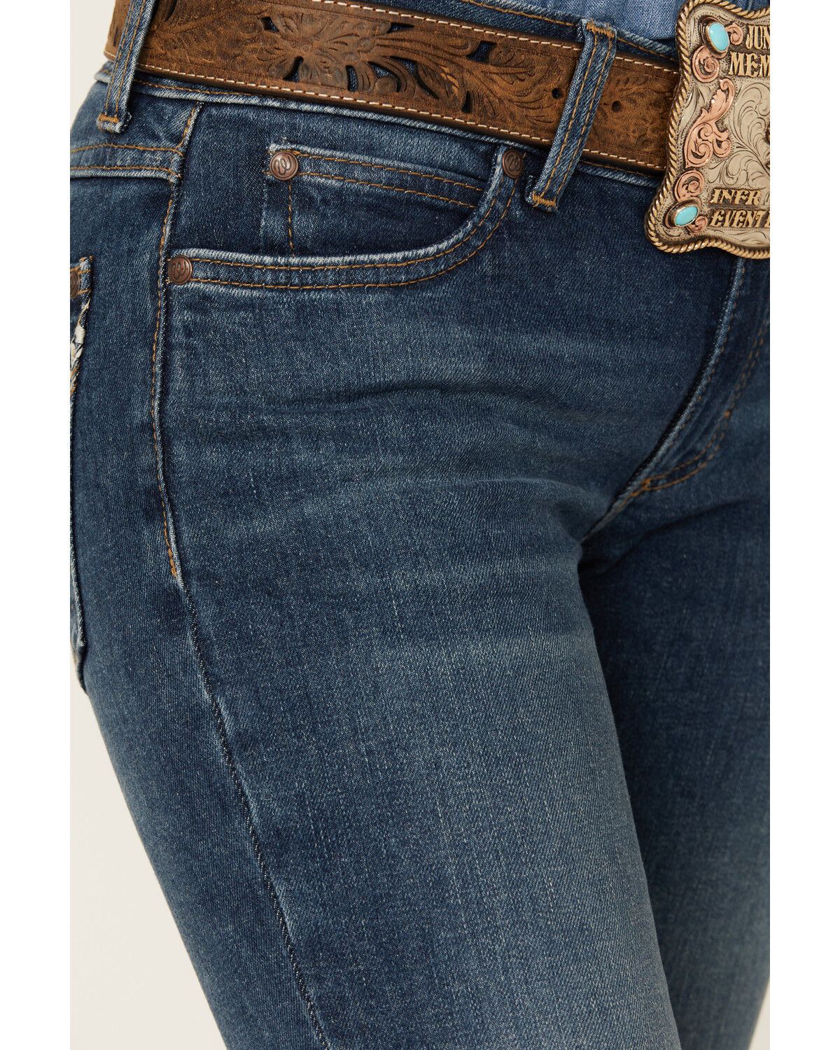 Image #4 - Wrangler Retro Women's Mae Medium Wash Mid Rise Stretch Bootcut Jeans, Medium Wash, hi-res