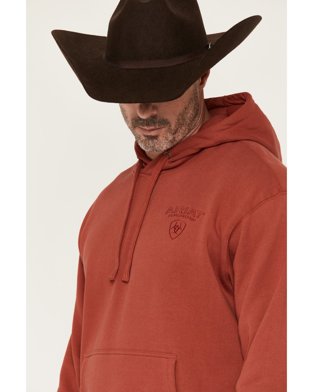 Image #2 - Ariat Men's Archstar Solid Embroidered Hooded Sweatshirt, Red, hi-res