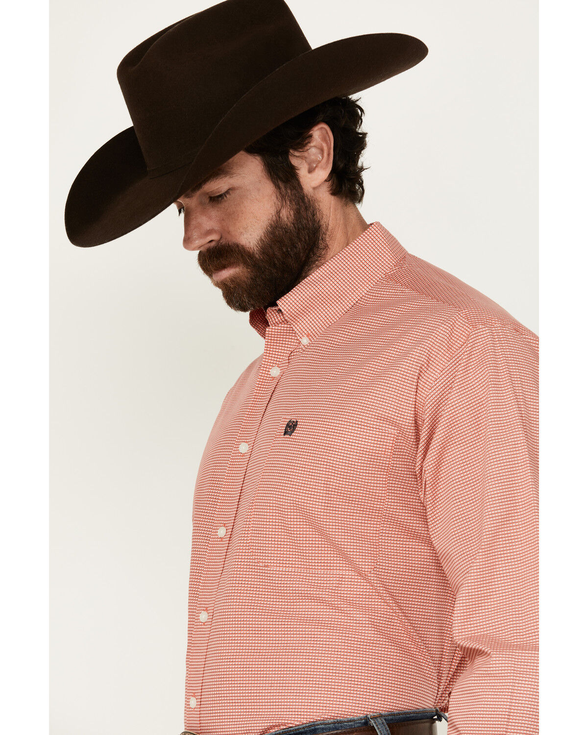 Image #2 - Cinch Men's Geo Print Long Sleeve Button-Down Stretch Western Shirt, Red, hi-res