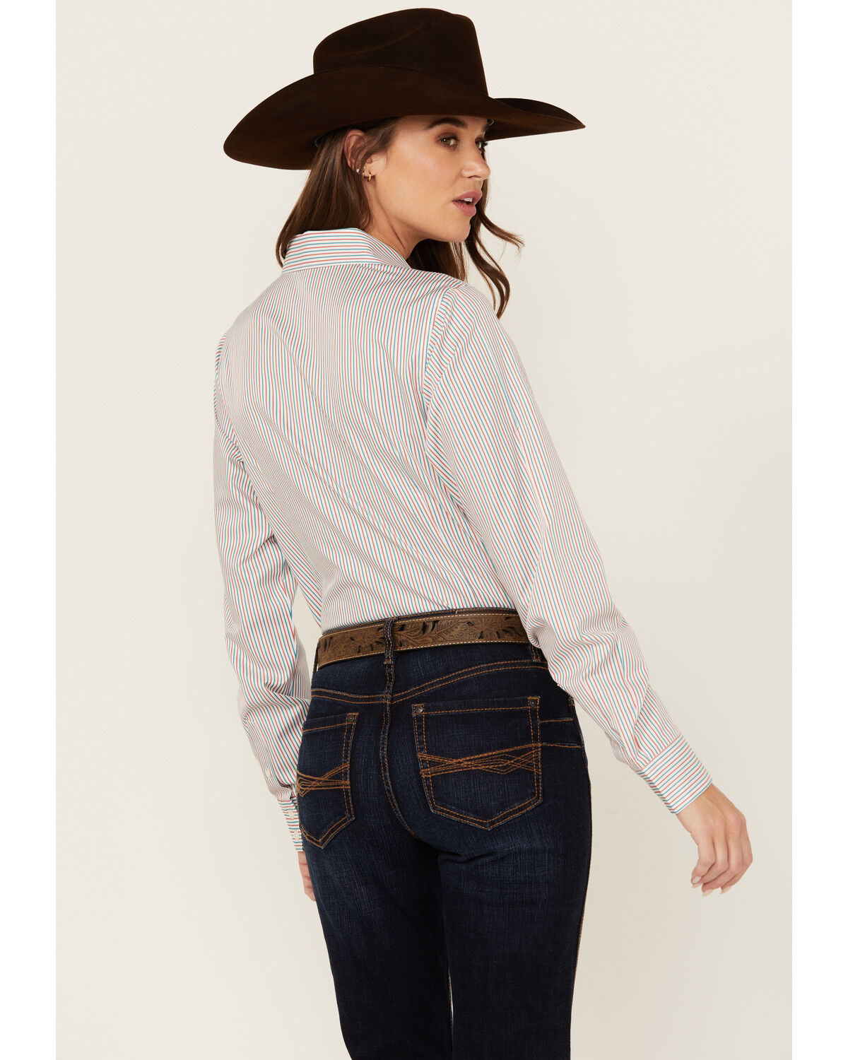 Image #4 - Cinch Women's Striped Long Sleeve Button-Down Western Shirt, Multi, hi-res