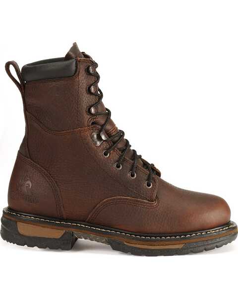 Image #3 - Rocky Men's 8" IronClad Waterproof Work Boots - Steel Toe, Bridle Brn, hi-res