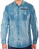 Image #1 - Austin Season Men's Criss-Cross Pattern Long Sleeve Western Shirt, Blue, hi-res