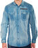 Image #1 - Austin Season Men's Criss-Cross Pattern Long Sleeve Western Shirt , Blue, hi-res