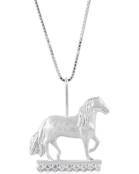 Image #1 -  Kelly Herd Women's Clear Stone Paso Fino Pendant Necklace, Silver, hi-res