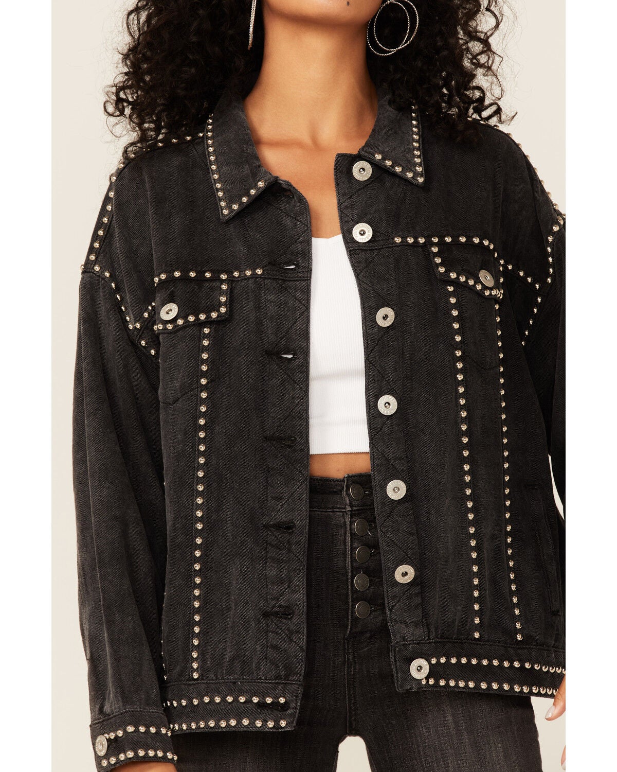 black studded denim jacket
