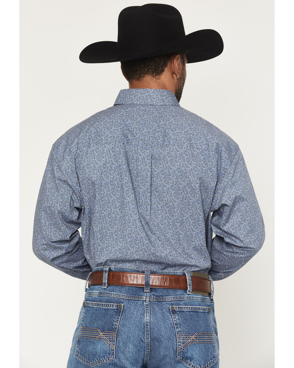 Image #4 - Wrangler Men's Paisley Print Long Sleeve Button-Down Stretch Western Shirt, Navy, hi-res